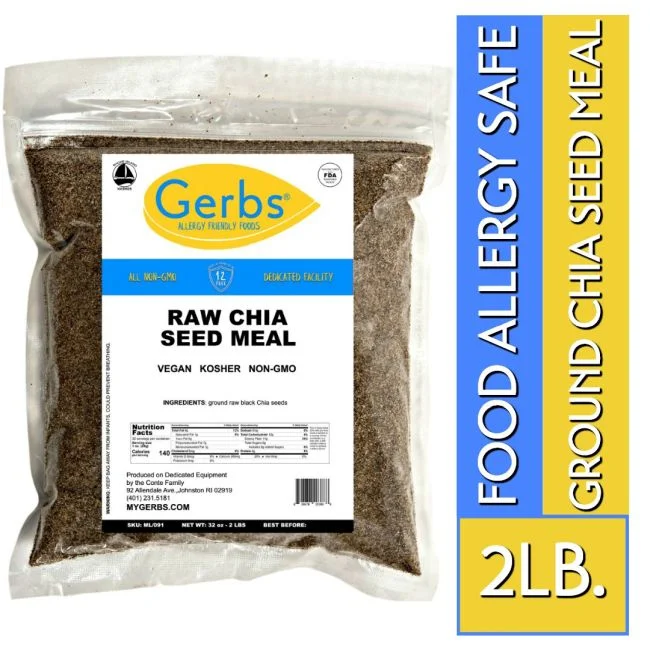 Ground Black Chia Seed Meal (Full Oil Content Protein Powder) by Gerbs