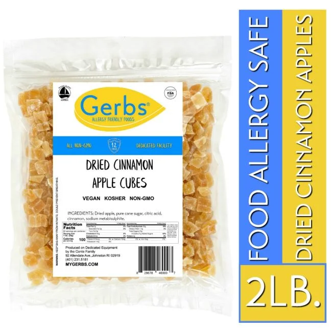Dried Premium USA Grade Sugar & Cinnamon Apple Cubes, Resealable Bag