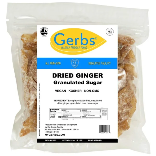 Dried Premium Grade Granulated Ginger Slices, Resealable Bag by Gerbs