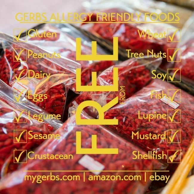 Dried Premium Grade Goji Berries, aka Wolfberry, Resealable Bag Free from Top 14 Food Allergens