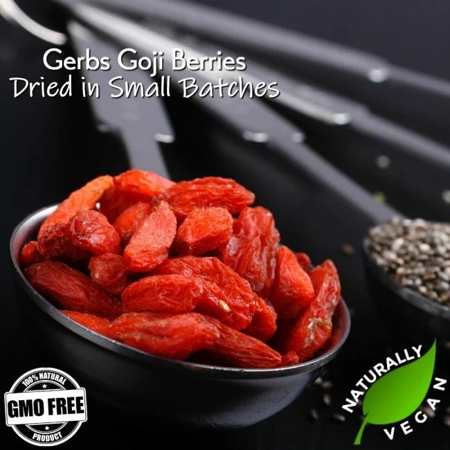 Dried Premium Grade Goji Berries, aka Wolfberry, Resealable Bag Naturally Vegan