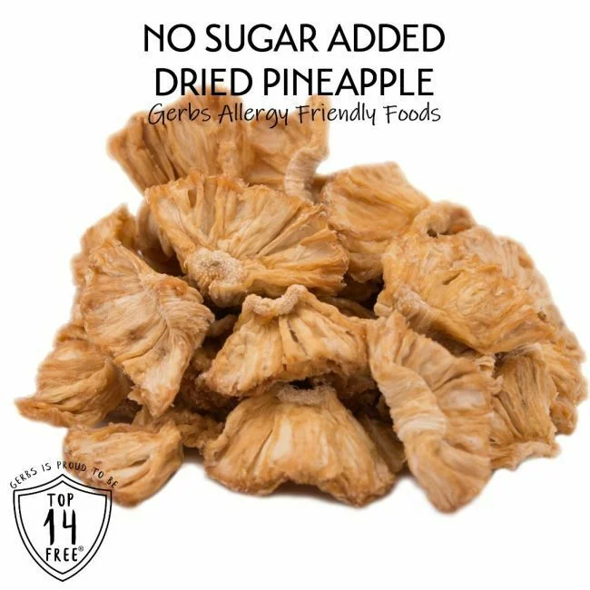 Dried Premium Grade Thailand Pineapple Chunks, No Added Sugar, Resealable Bag Allergy Friendly FoodsDried Premium Grade Thailand Pineapple Chunks, No Added Sugar, Resealable Bag Qualities