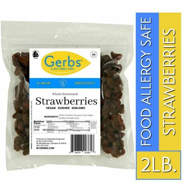 Dried Premium USA Grade Sweetened Strawberries, Resealable Bag by Gerbs