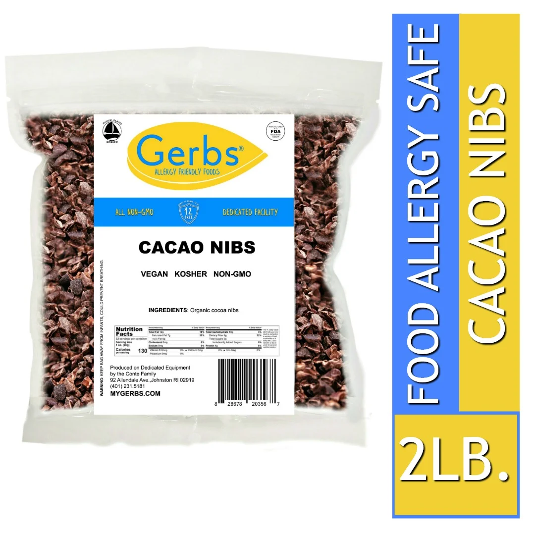 Premium Peruvian Roasted Cacao Nibs, Theobroma cacao, Resealable Bag
